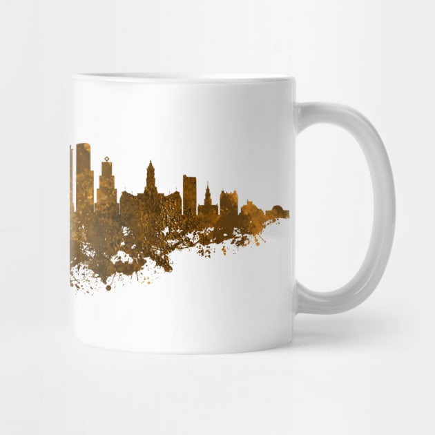 Philadelphia City Skyline - Watercolor Orange, Brown by SPJE Illustration Photography
